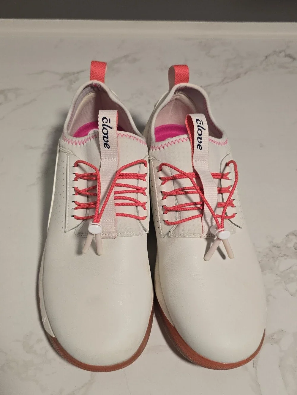 Women's White Slip-On Shoes with Pink Accents Clove CLASSIC